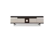 Galante Beige &amp; Brown Ribbed TV Unit | Mandiinteriors image