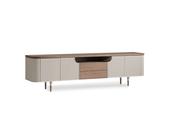 Harmony Ribbed Cream &amp; Brown TV Unit - Mandiinteriors image