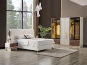 Sidney White &amp; Brown Bedroom Set with Gold Accents
