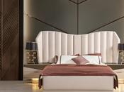 Deluxe Ribbed Nightstand LED Gold Accent | Mandiinteriors