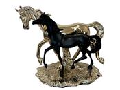 Gold Horse with Black Colt – Striking Statement Decor image