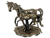 Gold Standing Horse with Colt – Elegant Home Décor