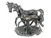 Silver Standing Horse with Colt – Elegant Décor
