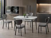Berlin Bermuda Siyah Dining Set with Grey Chairs
