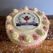 Vanilla Cream First Holy Communion Cake with Pink Sprinkles10"