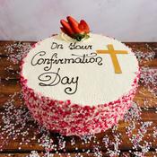 Fresh Cream Communion/Confirmation Cake 10" Pink Sprinkles
