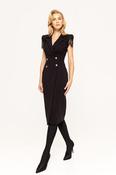 Nissa black crepe coat dress with lace sleeve image