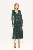 Nissa teal shimmer dress with button embellishment image