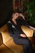 Joseph Ribkoff twill fitted blazer with rhinestone applique