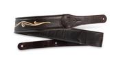 Taylor 4124-25 Spring Vine 2.5" Embroidered Leather Guitar Strap - Chocolate Brown image