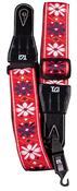TGI TGS134E Guitar Strap Woven Cotton Flowers Stitch - Red image
