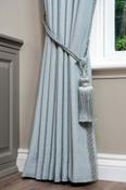 Natural Herringbone Two-Tone Duckegg + Bordeaux  Duckegg Braid Ready Made Curtains image