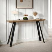 Quebec Wave Edge Console Table Medium Oak Effect/Black