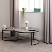 Athens Round Coffee Table Set Concrete Effect/Black