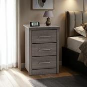 Lisbon 3 Drawer Bedside Chest Black Wood Grain