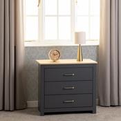 Portland 3 Drawer Chest Grey/Oak Effect