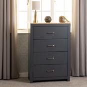 Portland 4 Drawer Chest Grey/Oak Effect