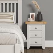 Windsor 3 Drawer Bedside Ivory/Oak