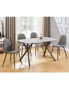 Athens Rectangular Dining Set Concrete/Black/Grey Faux Leather