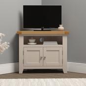 Windsor Corner TV Unit Putty/Oak