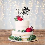 Bon Voyage Acrylic Cake Topper - Black image