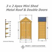 Garden Tidy - Mini Apex Shed 3 x 2 (0.91m x 0.60m) Double Steel