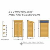 Mini Pent Shed - Garden Tidy 3 x 2 (0.91m x 0.60m) Double Steel
