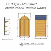 Garden Tidy - Mini Apex Shed 3 x 3 (0.91m x 0.91m) Double Steel