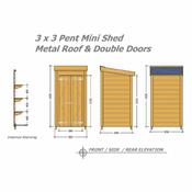 Mini Pent Shed - Garden Tidy 3 x 3 (0.91m x 0.91m) Double Steel