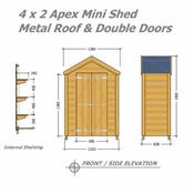 Garden Tidy - Mini Apex Shed 4 x 2 (1.21m x 0.60m) Double Steel