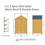 Garden Tidy - Mini Apex Shed 4 x 3 (1.21m x 0.91m) Double Steel