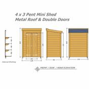 Mini Pent Shed - Garden Tidy 4 x 3 (1.21m x 0.91m) Double Steel