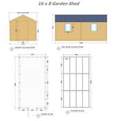 Garden Shed 16 x 8 (4.87m x 2.43m)