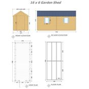 Garden Shed 16 x 6 (4.87m x 1.83m)