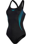 Speedo 8-00305814837 Muscleback Swimsuit Black/Green | Mc Ginleys image