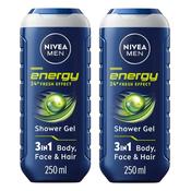 Nivea Men Energy Shower Gel 250ml  Twin Pack