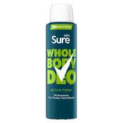 Sure Men Active Fresh Whole Body 72hr Deodorant Spray 150ml image