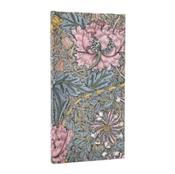 2026 Morris Pink Honeysuckle (William Morris) Slim 12-month Horizontal Hardcover Flexi Dayplanner 2026 (Elastic Band Closure)