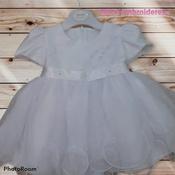 Short Daisy Embroidered Christening Dress 764 - McMullans