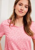 Cecil Pink Minimal AOP Rounded V Tee Shirt 320046 - McMullans image