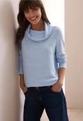 Cecil Blue Cosy Melange Collar Top 323615 - McMullans