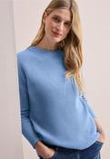 Cecil Pale Blue Structured Round Neck Knit 303142 - McMullans
