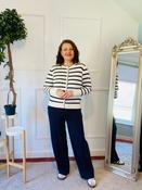 Freequent Navy &amp; White Stripe Gina Cardigan 205509 - McMullans