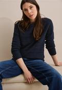 Cecil Navy Crochet Mix Jumper 303209 - McMullans image