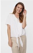 Freequent White Lava Linen Tie Blouse - McMullans image