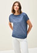 Cecil Navy Button Shoulder Tee Shirt 324365 - McMullans image