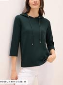 Cecil Dark Green TOS Solid Rib Hoody 323875 - McMullans