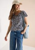 Cecil Navy Print Lace Shoulder Tee Shirt 325040 - McMullans