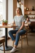 Freequent Khaki Stripe Mian Tee Shirt 208288 - McMullans