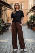 Freequent Brown Lava Linen Blend Ankle Trousers 124620 - McMullans image